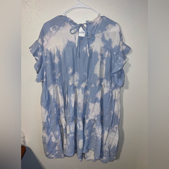 Anthropology Current Air Blue and White Tie-Dye Cotton Midi Dress - Picture 4 of 4